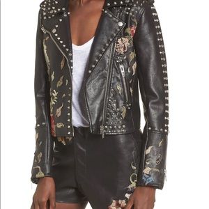 BLANKNYC Embroidered Studded Moto Jacket